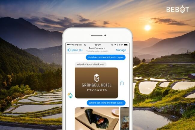 グランベルホテル、訪日外国人向けチャットコンシェルジュ「Bebot」導入