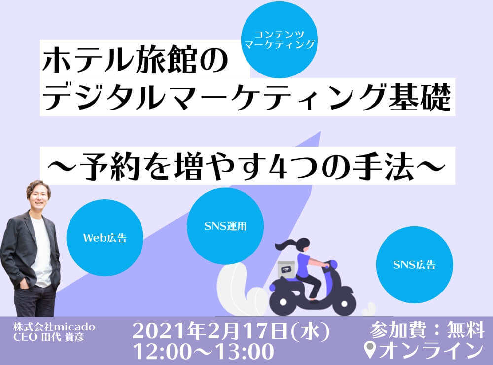 ホテル・旅館のデジタルマーケティング基礎~予約を増やす4つの手法~